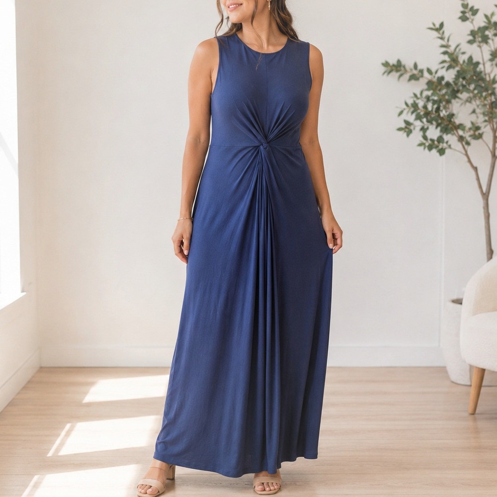 Old Navy The Occasion Twist Front Maxi Dress Knot XL Petite Dusk Navy Wedding